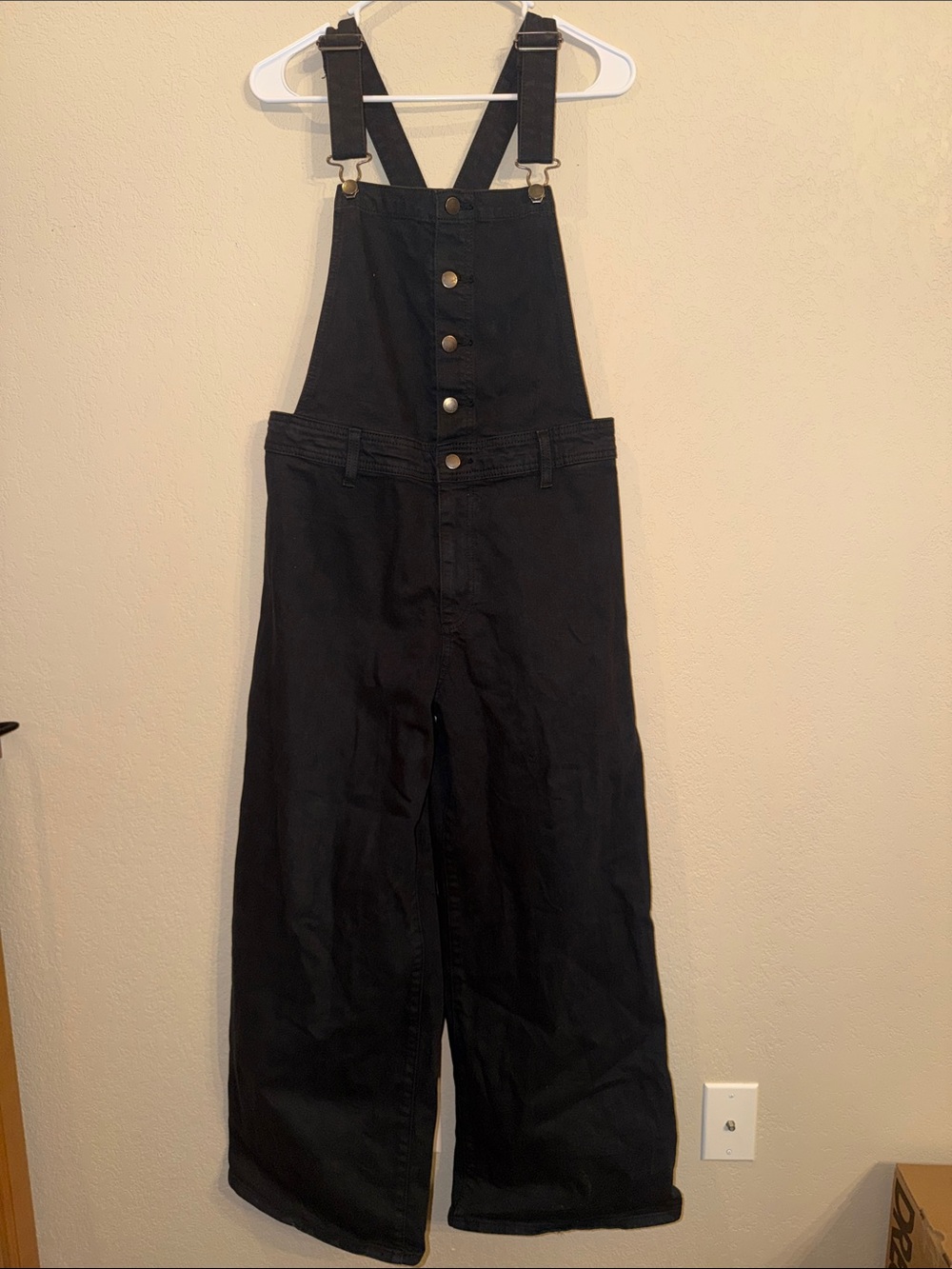 Universal Thread Wide-Leg Black Denim Overalls for Women, Sz 10
